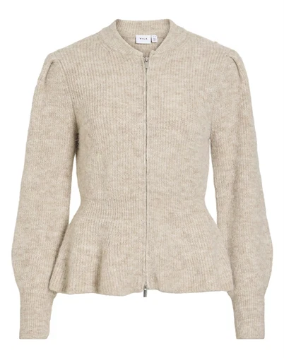 Vila - VIGracie Peplum Zip Strik - Natural Melange 